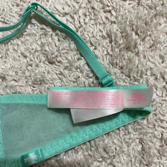 Victoria's Secret PINK 34B Pastel Green Lace Lightly Lined Demi Underwire Bra - Picture 8 of 9